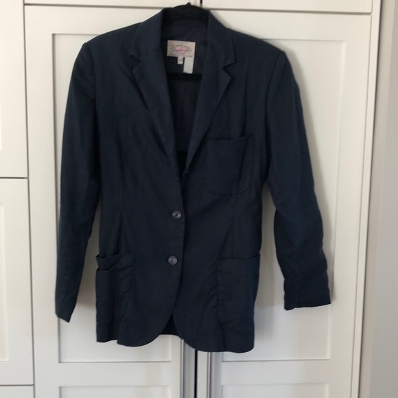 Armani Jeans 100% Linen Navy Casual Blazer 4 - Picture 1 of 8